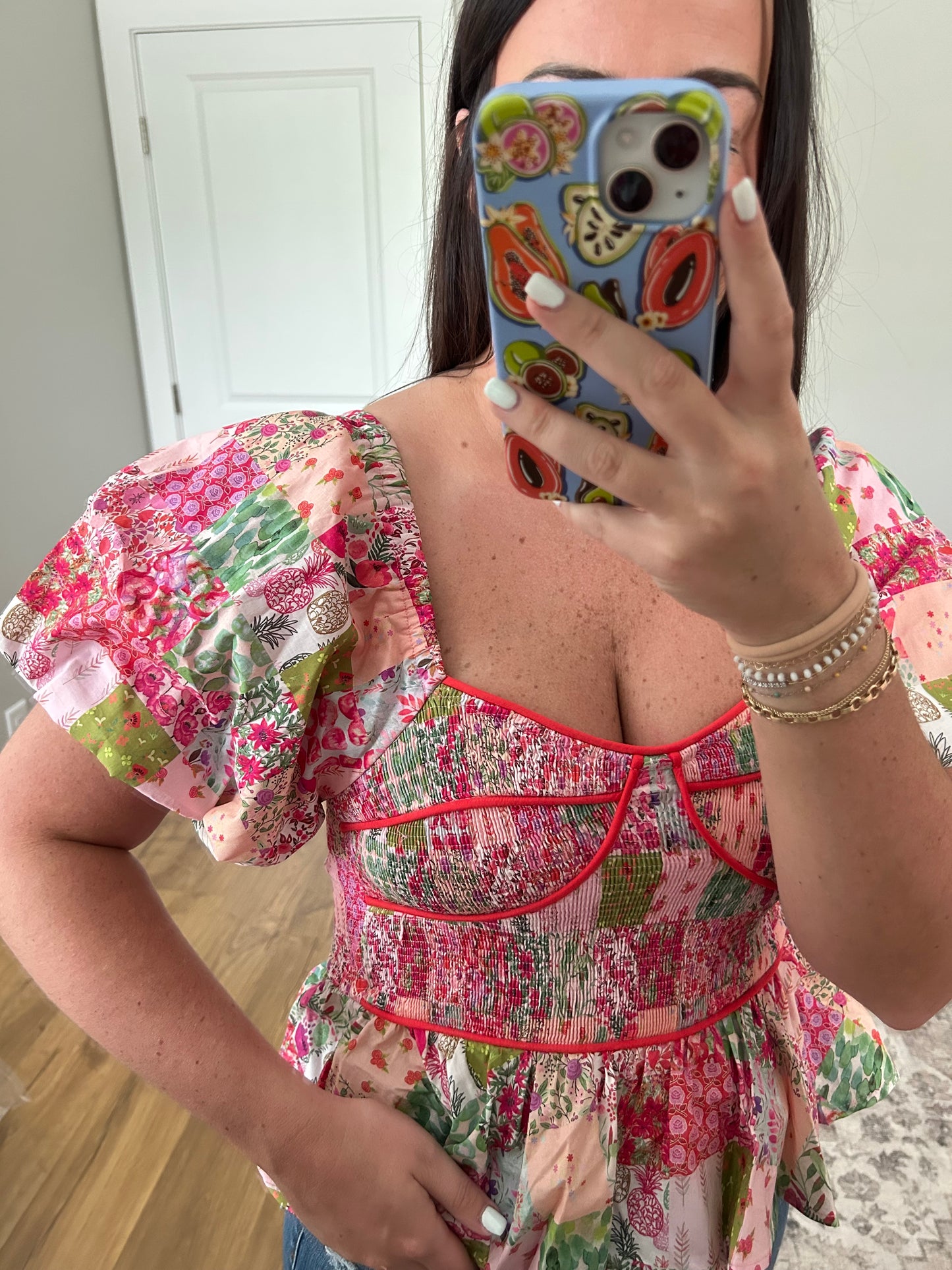 Piping Floral Blouse