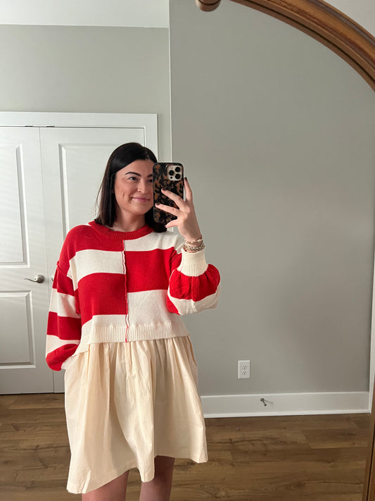 Red Striped Sweater Dress