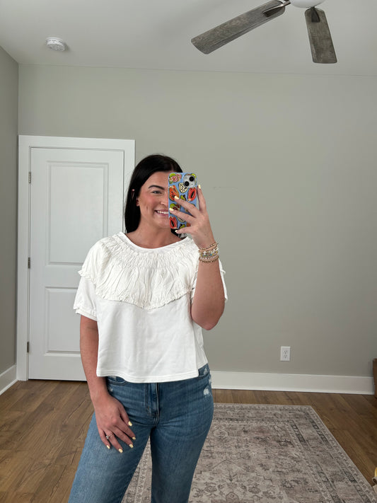 Ruffle Back Bow Tie Top