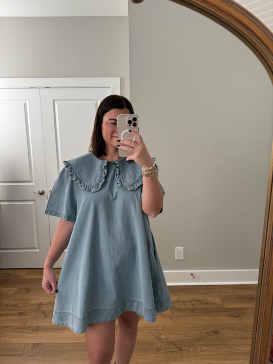 Denim Collar Mini Dress