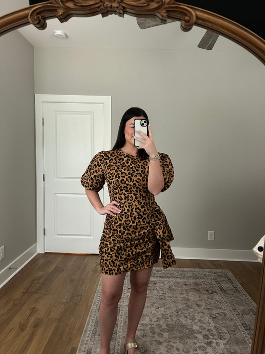 Cheetah Ruched Mini Dress